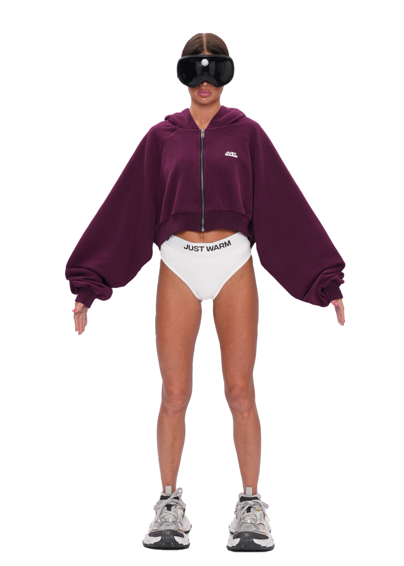 Укороченный худи ZIP - plum