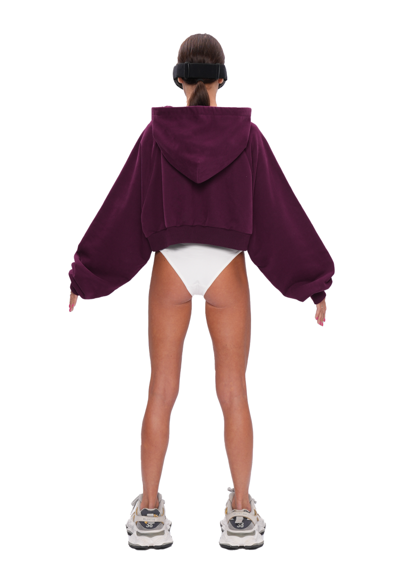 Укороченный худи ZIP - plum