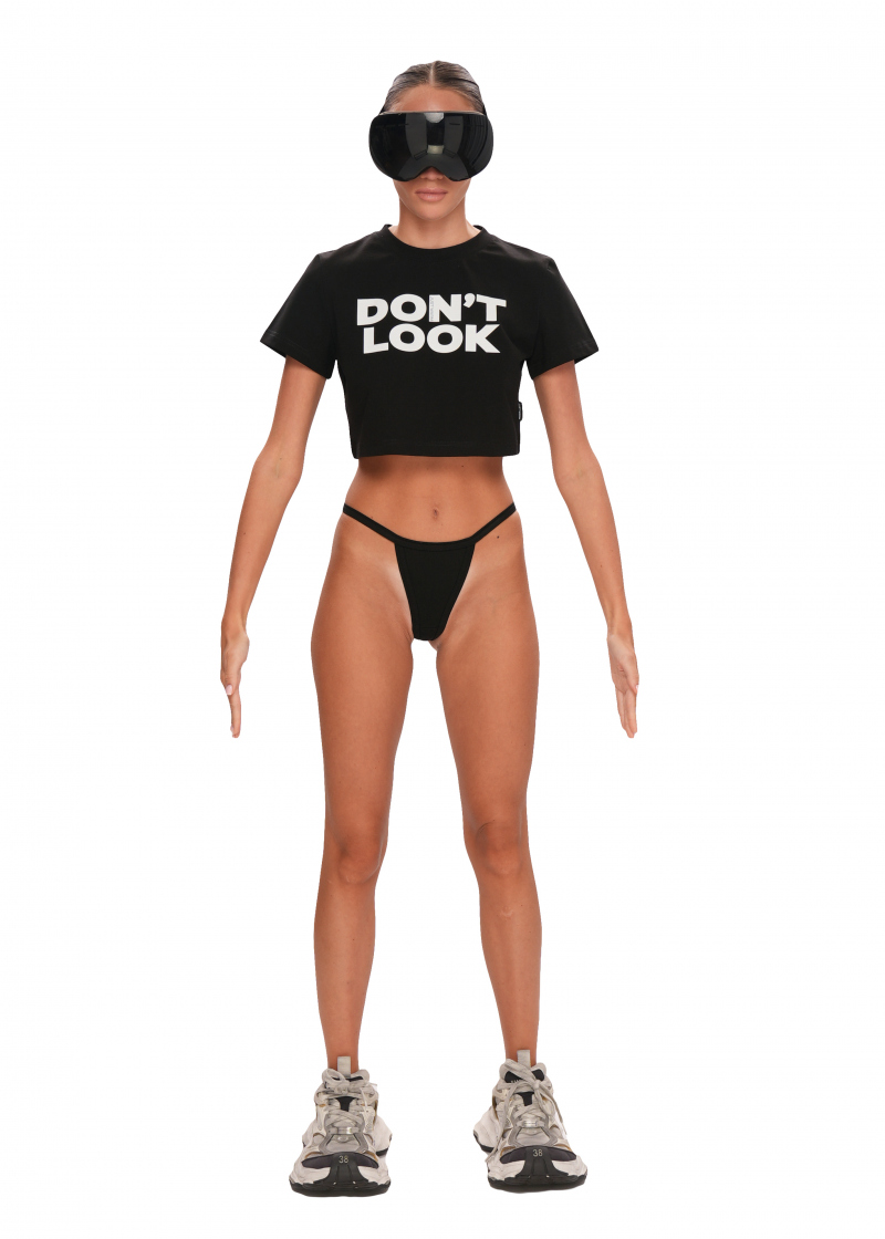 Кроп-футболка DONT LOOK -  black