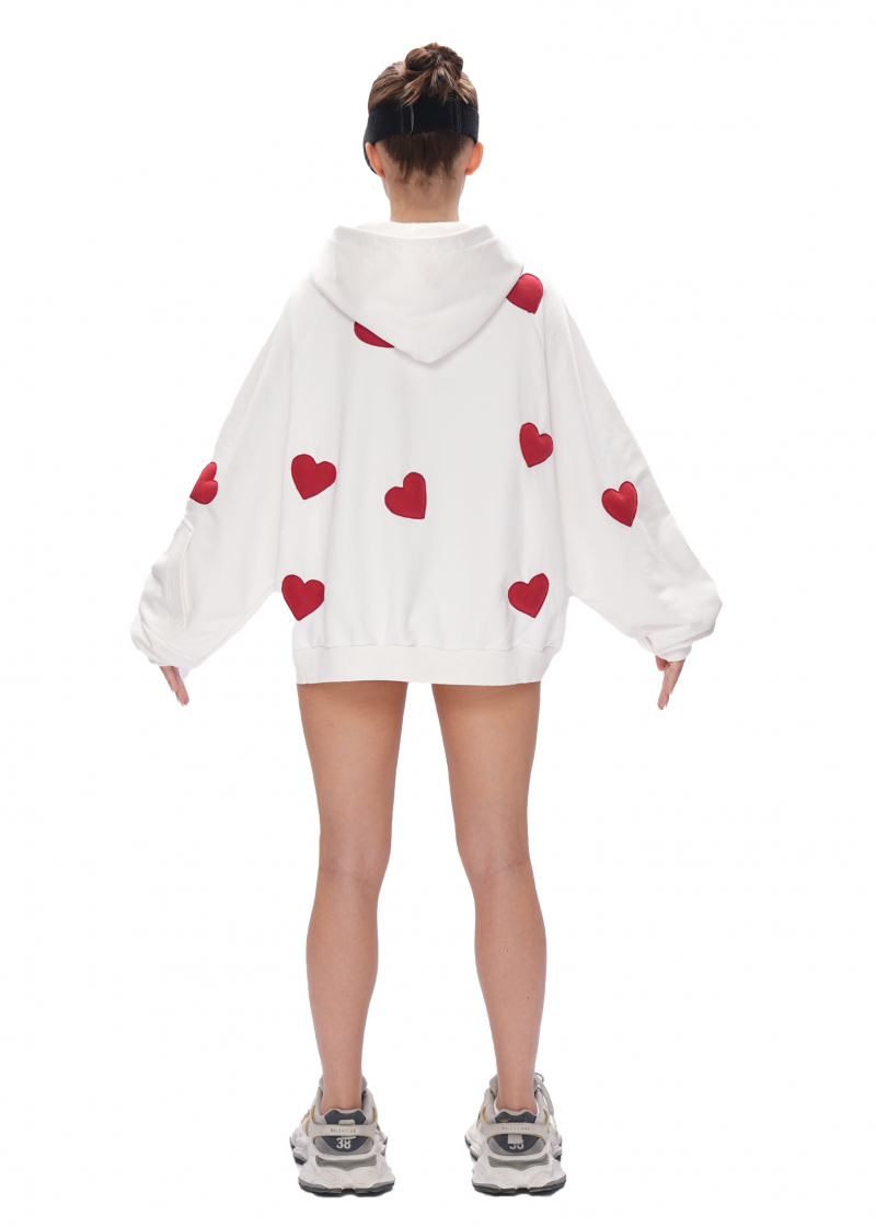 Худи ZIP с сердечками - milk