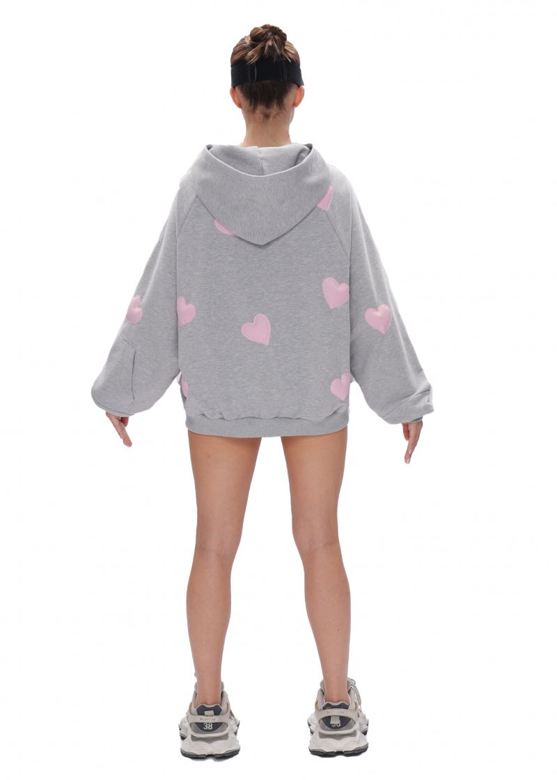 Худи ZIP с сердечками - melange