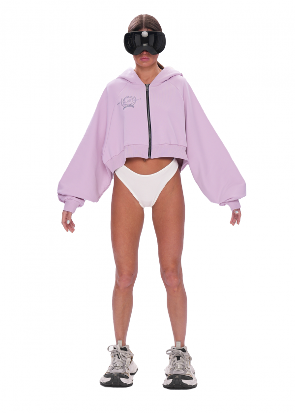 Укороченный худи ZIP - ice blush