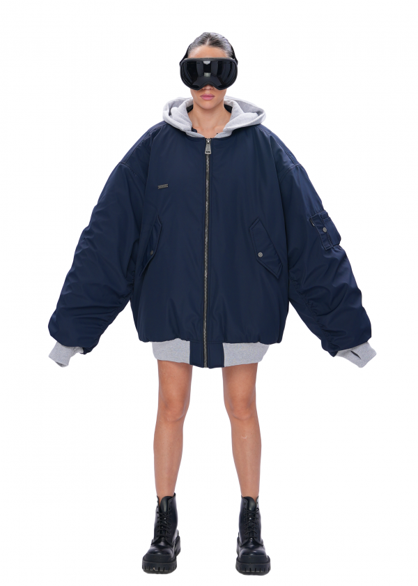 Бомбер HIGH удлиненный - blue