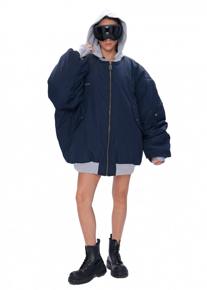 Бомбер HIGH удлиненный - blue