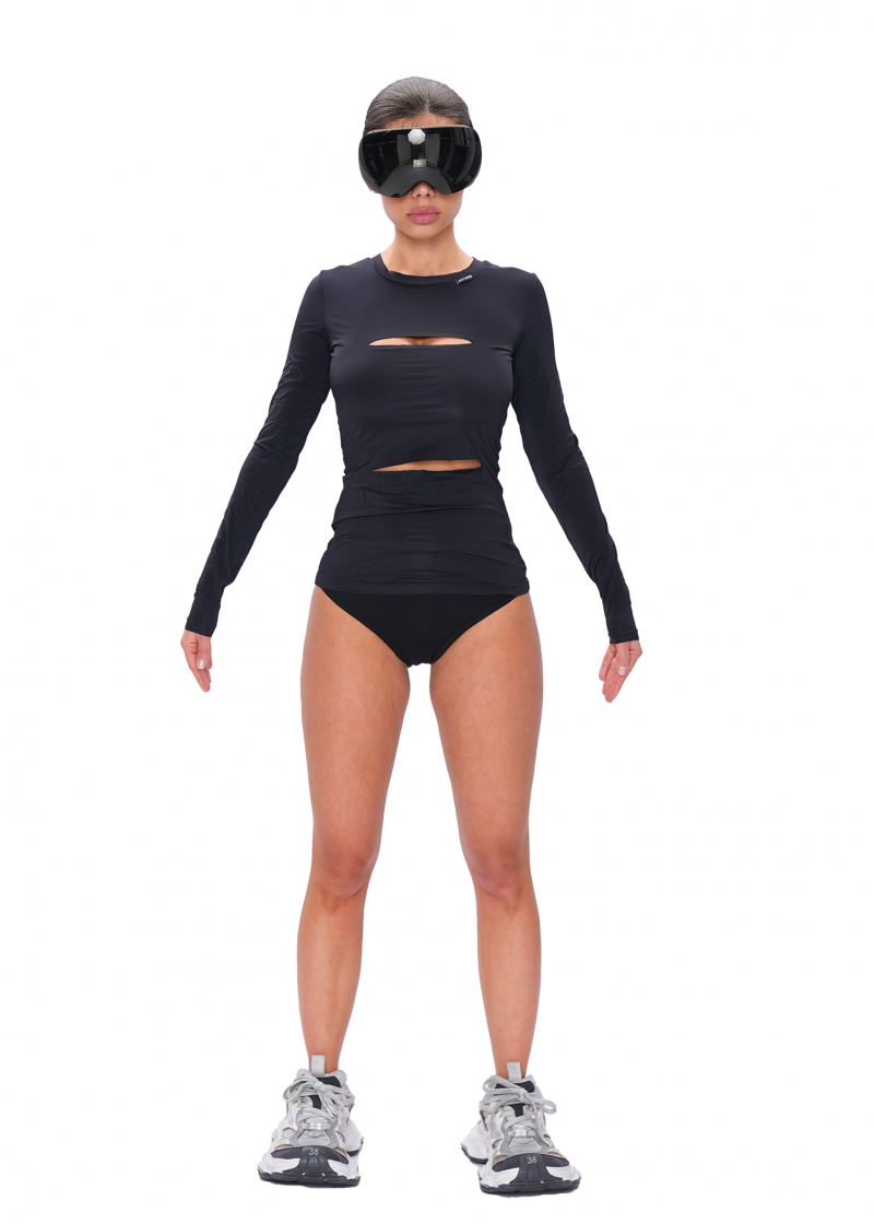 Лонгслив EASY с разрезами - black