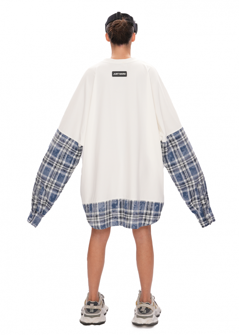 Лонгслив RECYCLED - milk/blue