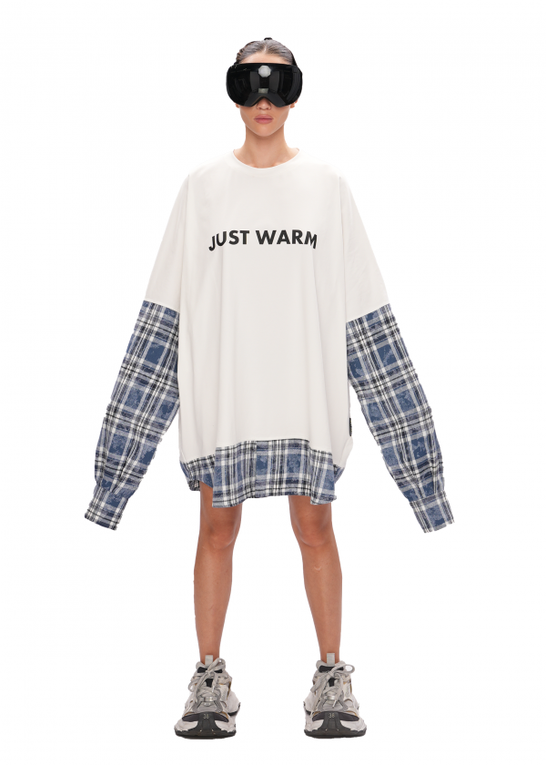 Лонгслив RECYCLED - milk/blue