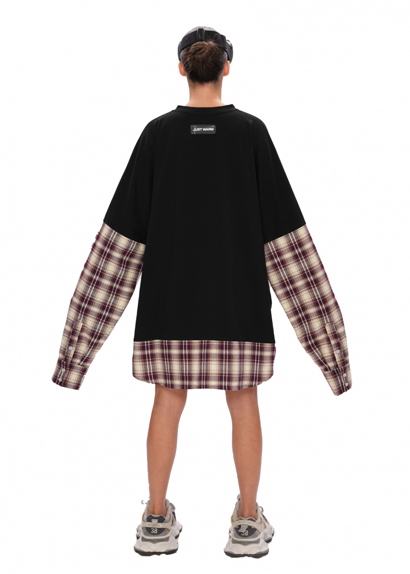 Лонгслив RECYCLED - black/wine