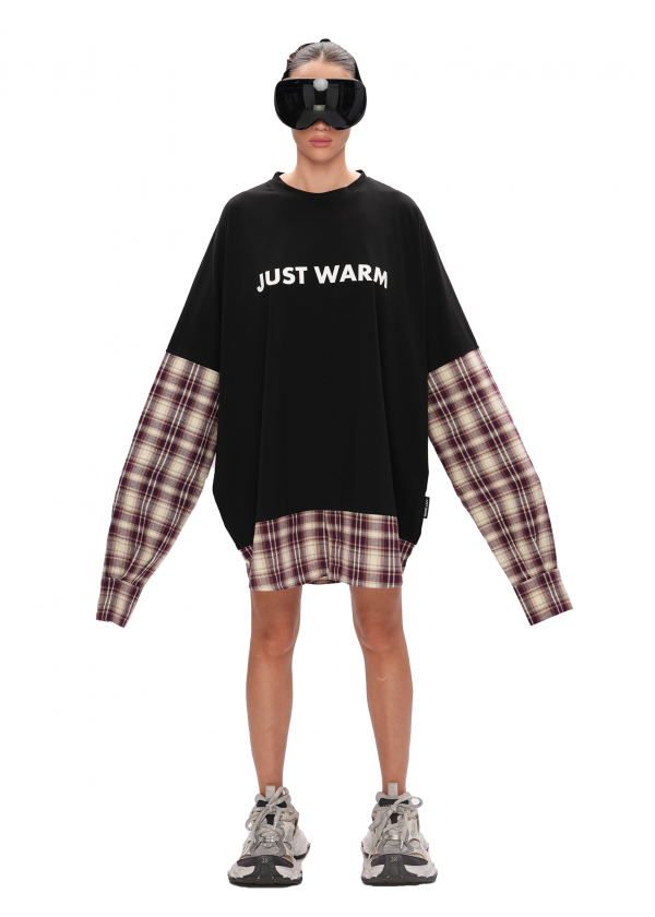 Лонгслив RECYCLED - black/wine