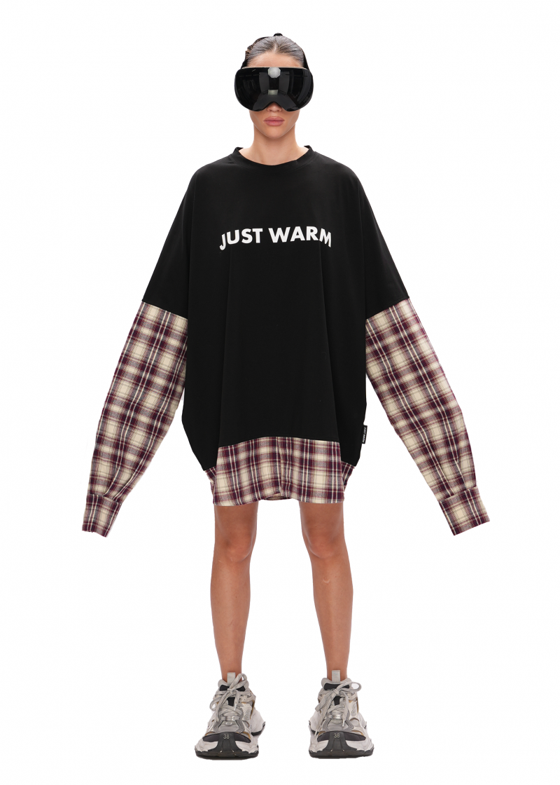 Лонгслив RECYCLED - black/wine