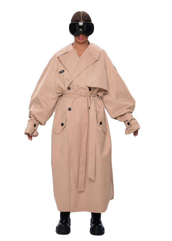 Тренч VOLUME длинный - nude