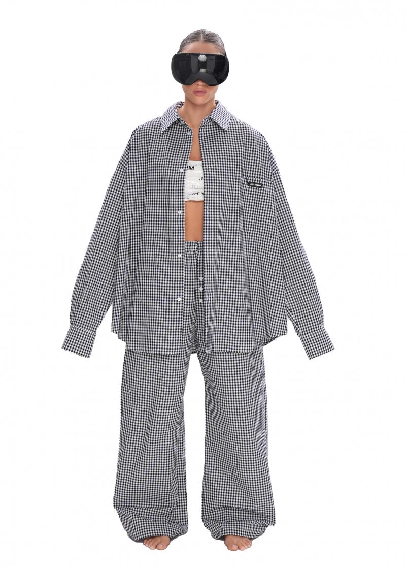 Пижама LUNA (рубашка и брюки) - blue