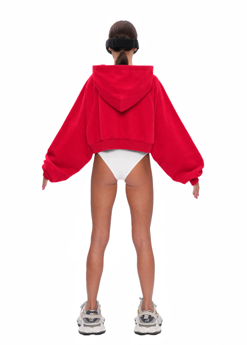 Укороченный худи ZIP - red