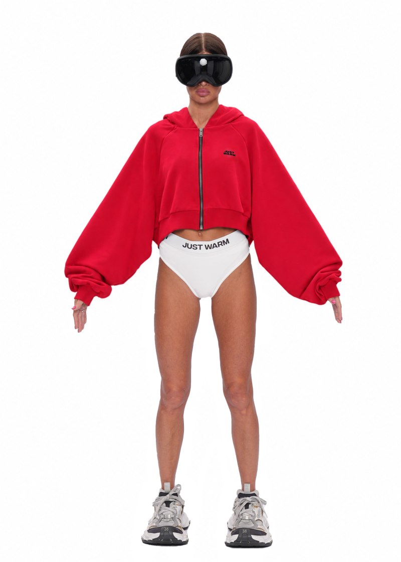 Укороченный худи ZIP - red