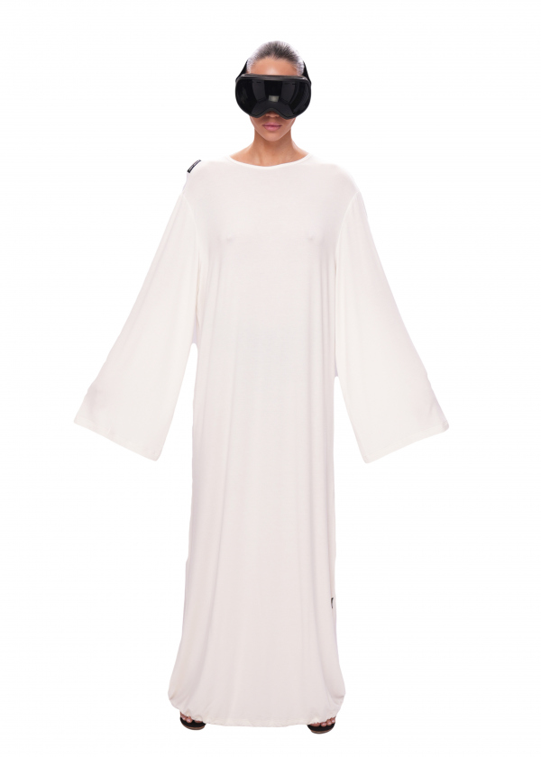 Платье с длинным рукавом VISCOSE - milk