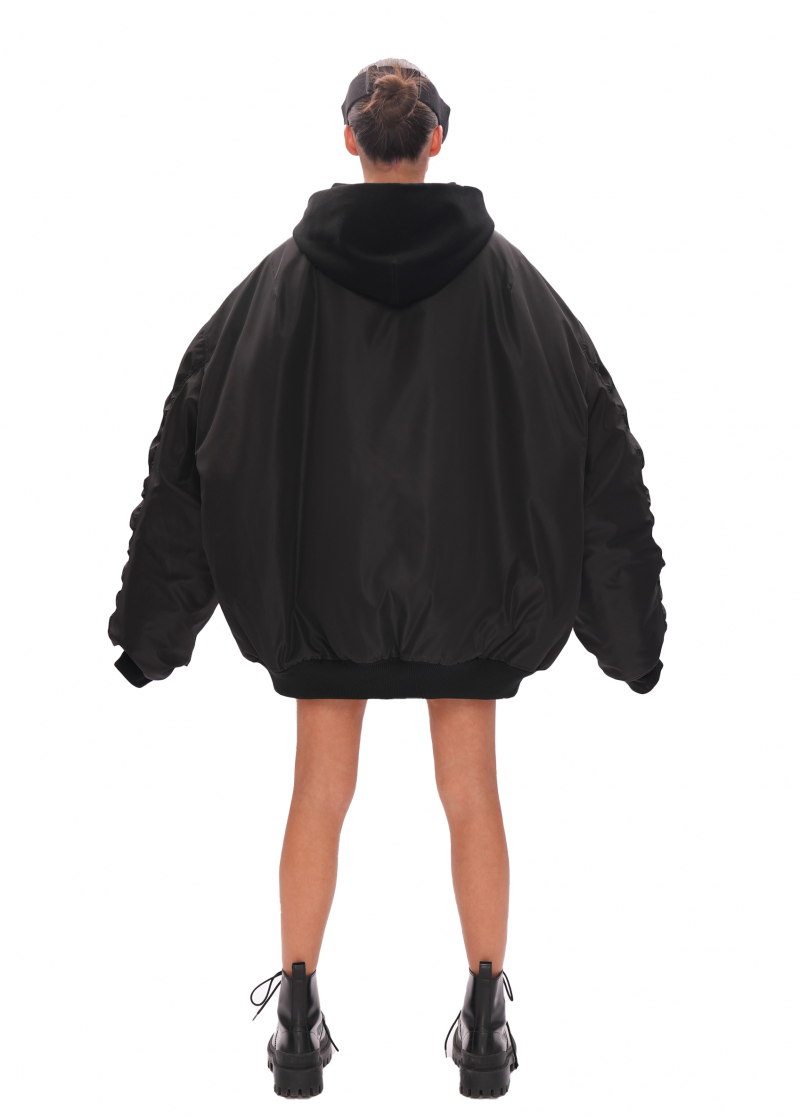 Бомбер HIGH удлиненный - black