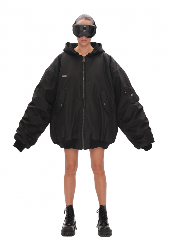 Бомбер HIGH удлиненный - black