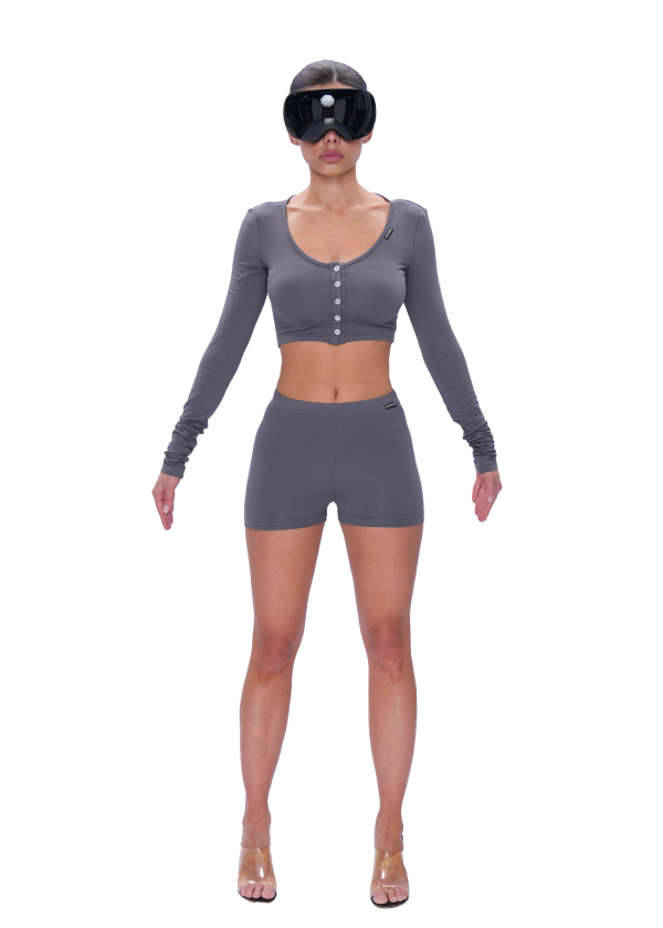 Кроп-лонгслив VISCOSE BASE - dark grey