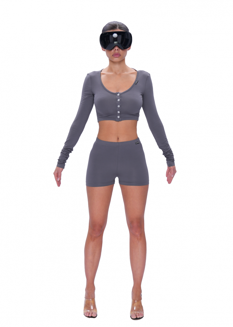 Кроп-лонгслив VISCOSE BASE - dark grey