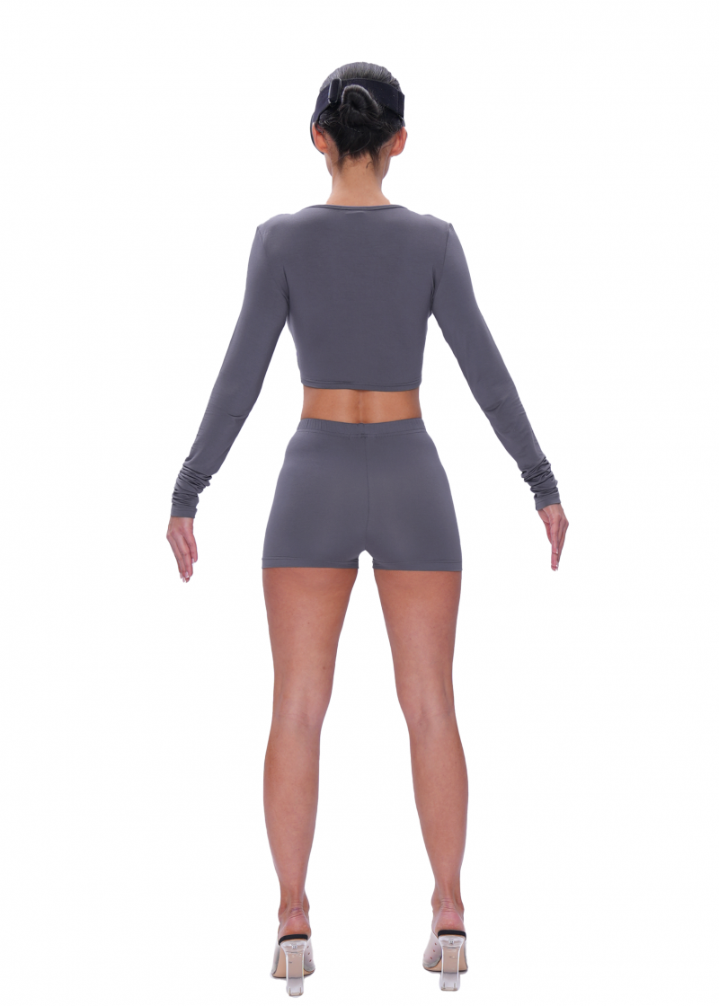 Кроп-лонгслив VISCOSE BASE - dark grey