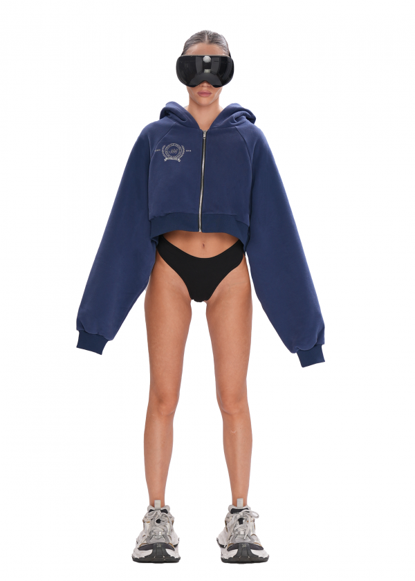 Укороченный худи ZIP - deep blue