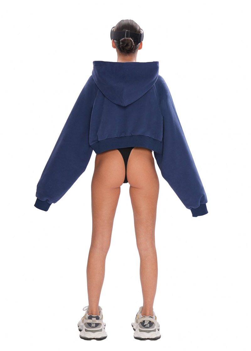 Укороченный худи ZIP - deep blue