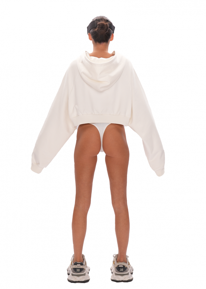 Укороченный худи ZIP - milk