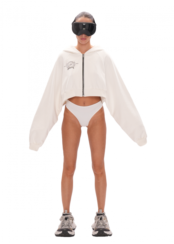 Укороченный худи ZIP - milk