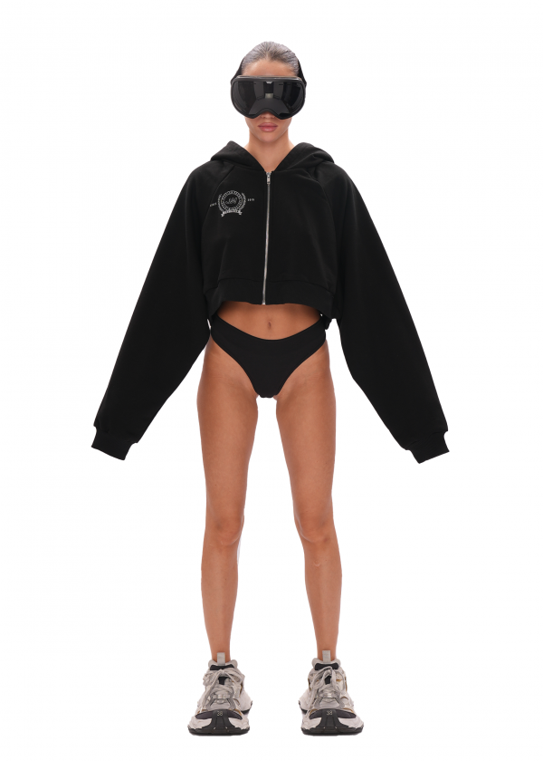 Укороченный худи ZIP - black