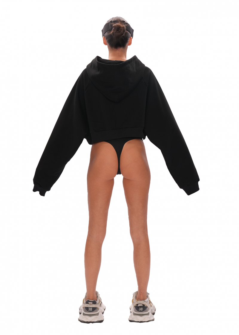 Укороченный худи ZIP - black