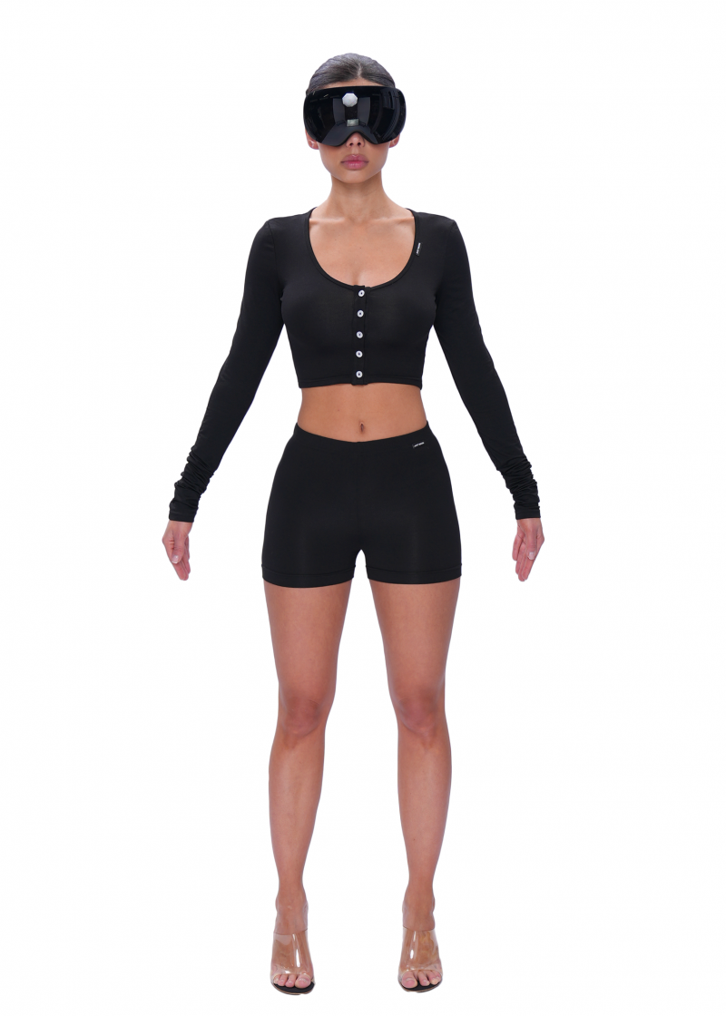 Кроп-лонгслив VISCOSE BASE - black