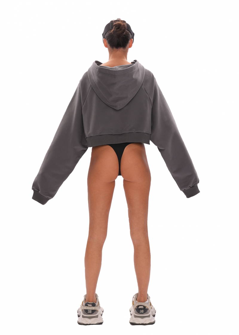 Укороченный худи ZIP - dark grey