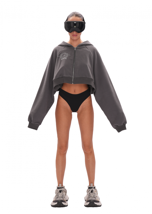 Укороченный худи ZIP - dark grey
