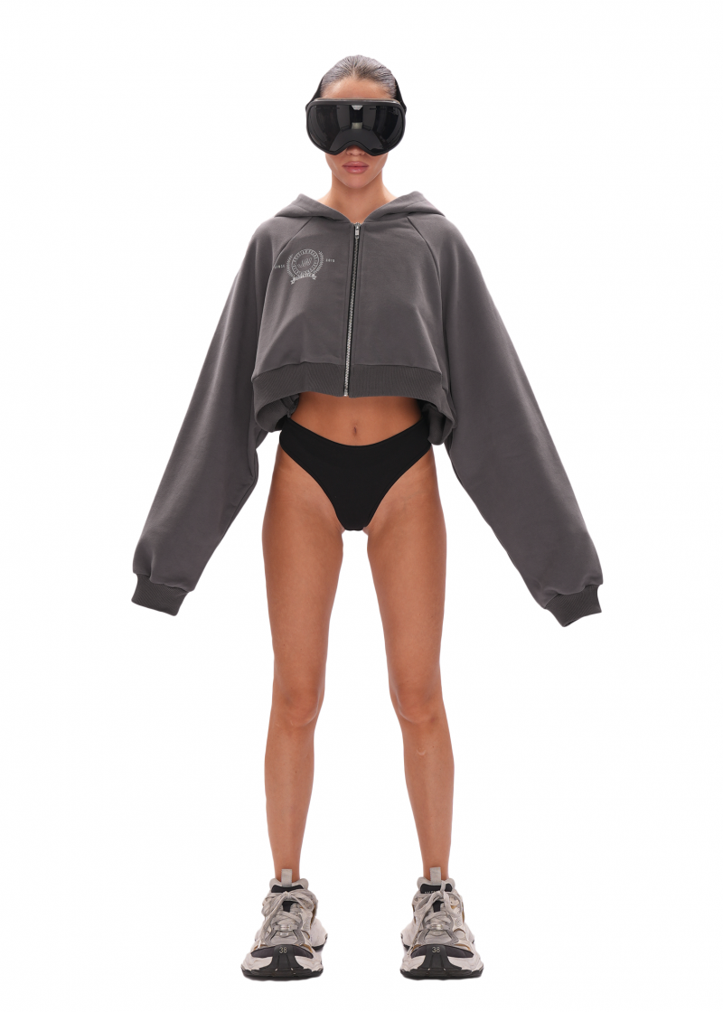 Укороченный худи ZIP - dark grey