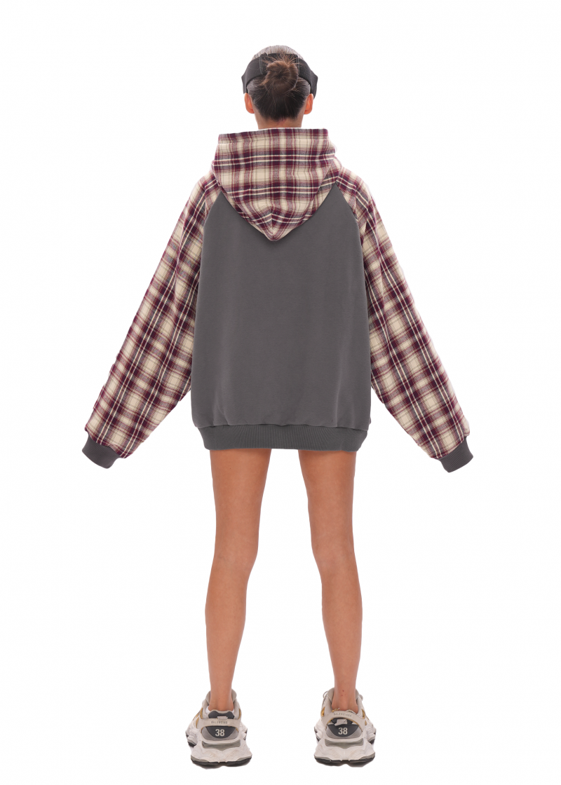 Худи VINTAGE ZIP LIMITED - dark grey/wine