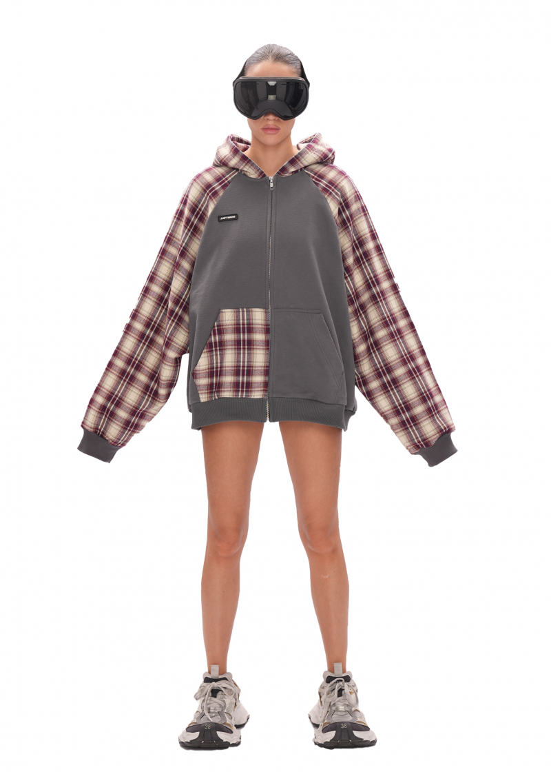 Худи VINTAGE ZIP LIMITED - dark grey/wine