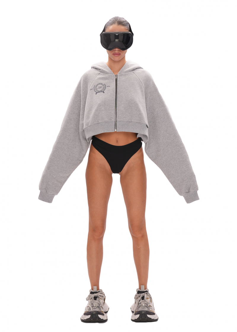 Укороченный худи ZIP - melange