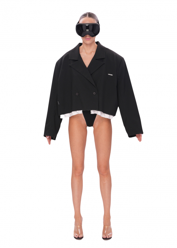 Кроп-пиджак LEVEL - black